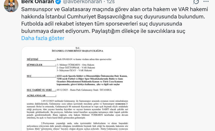 Galatasaray-Samsunspor Maçı Hakemleri İçin Suç Duyurusu: Adil Rekabet Çağrısı!